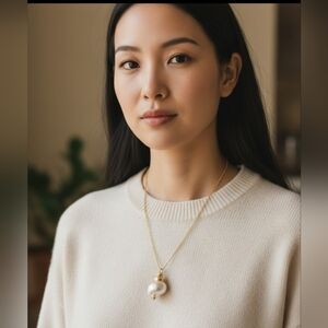 Natural Turbo Shell Pendant Featuring A Gold-plated Rim W/ Gold Electroplating.